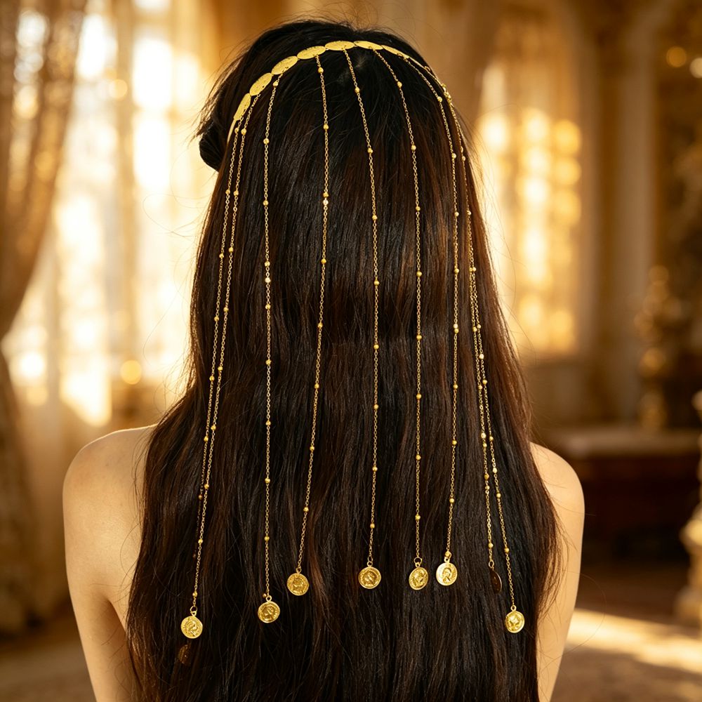 Ethnic Fashion Shoot - Boho Ethno Gypsy Kopfkette in Goldfarbe