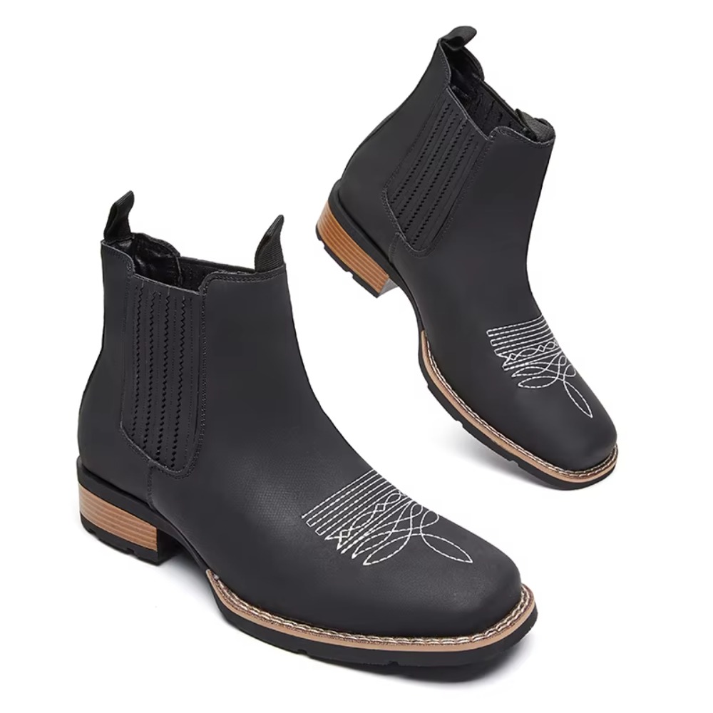 The Ethnic Fashion - Herren-Cowboystiefel mit breiter Zehenpartie, zum Hineinschlüpfen,