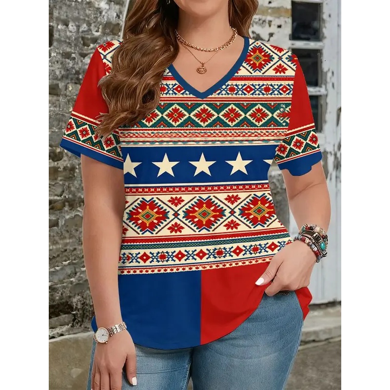 Y2K Ethnic Fashion - T-Shirts im Ethno-Stil mit 3D-Druck für