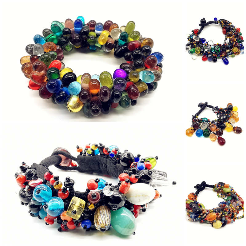 Ethnic Fashion Com - Nepal Buntes antikes altes Lampwork-Glasperlenarmband für