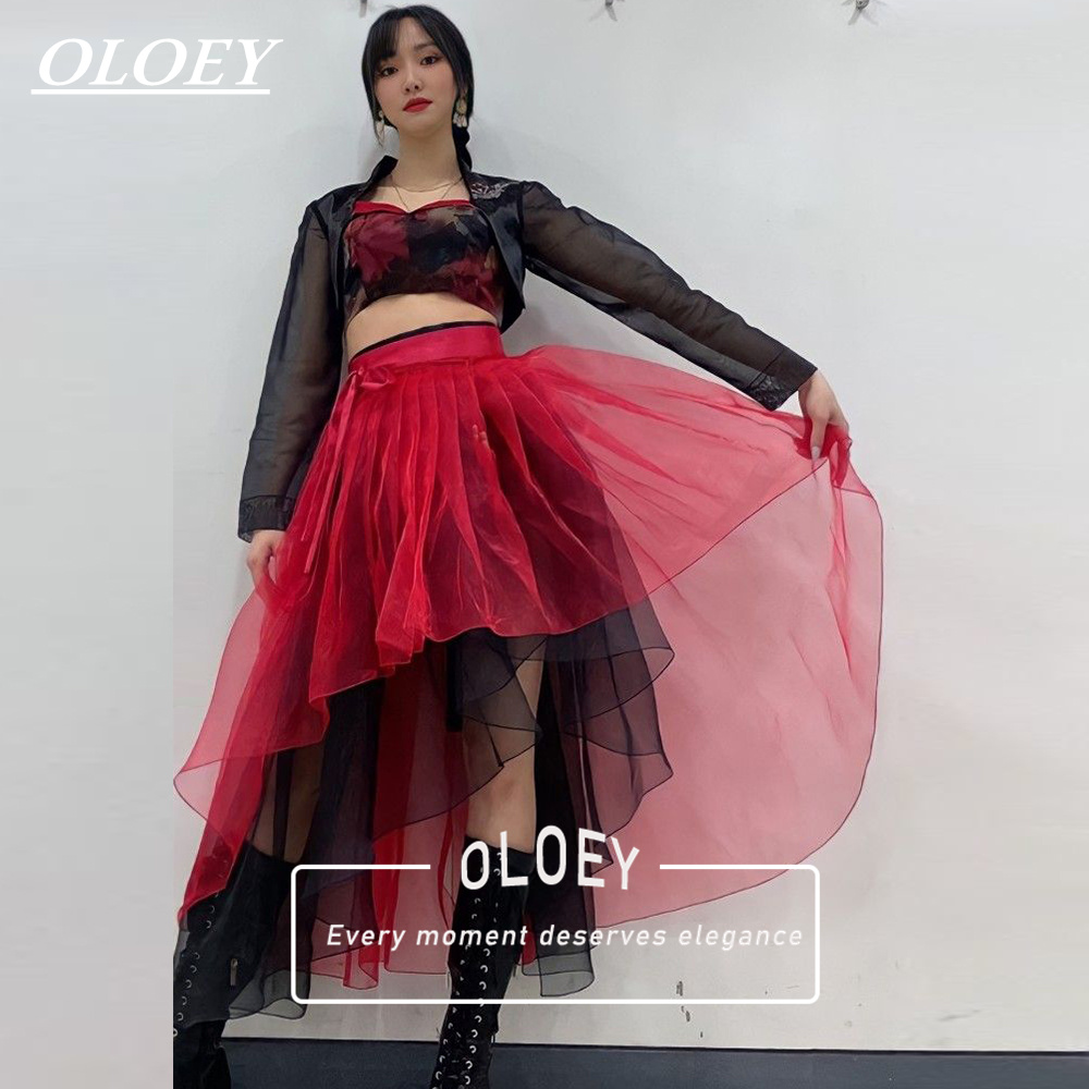 Hanbok Modern Set - OLOEY Modernes Rot-Schwarzes Konzert-Hanbok-Set 3-teilig 2026