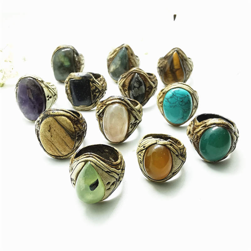 Ethnic Fashion Com - Vintage ethnische handgemachte Tonringe eingelegter Naturstein