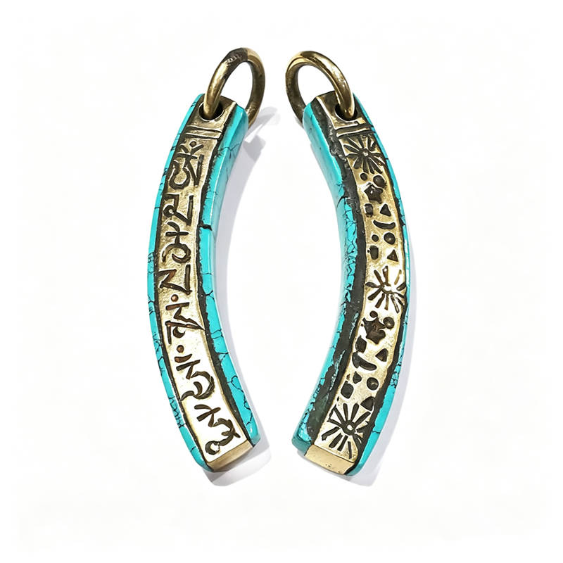 Ethnic Fashion Com - TBP125 Tibetische Sechs-Worte-Mantra-Amulett-Anhänger für Männer Mond