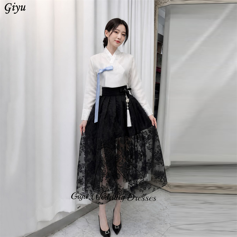 Hanbok Modern Set - Giyu Maßgeschneidertes Schwarzes Kontrastfarben-Hanbok 2-teiliges Set