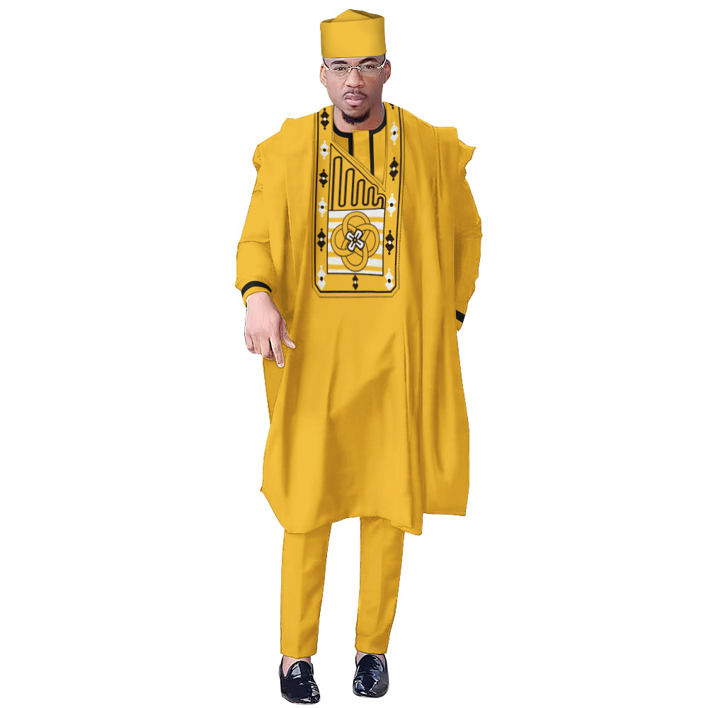 Boubou Men Africa - Traditionelles Boubou-Hemd, Hose und Hut, 4-teiliges