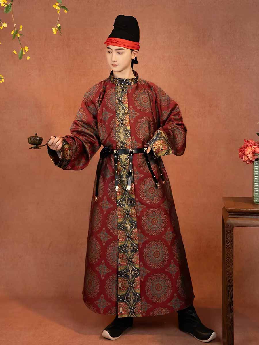 Ethnic Gown - Herren-Hanfu-Robe im Vintage-Stil der Tang-Dynastie, rotes