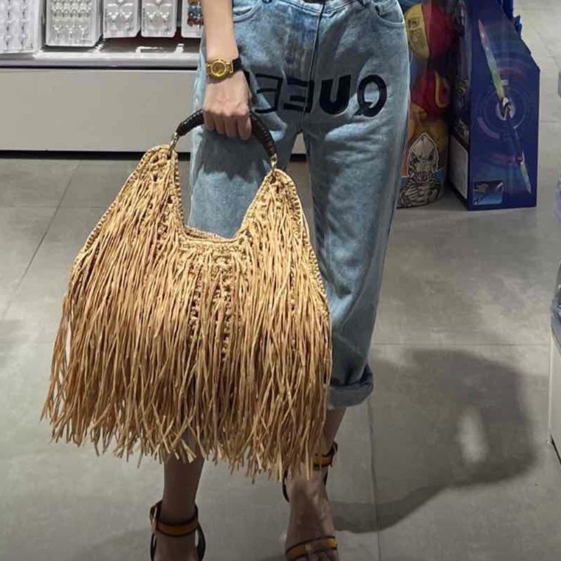 Bohemian Fringe Straw Tote, gr – Ethnic Fashion Designer Bewertung und Preis